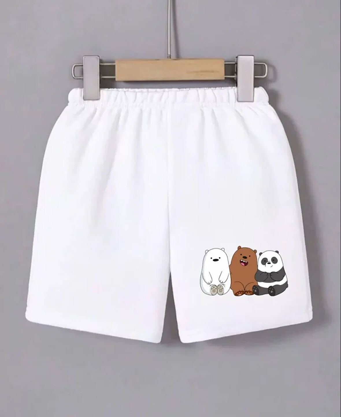 Livizmir Moda Beli Lastikli Baskılı Mini Şort - Beyaz