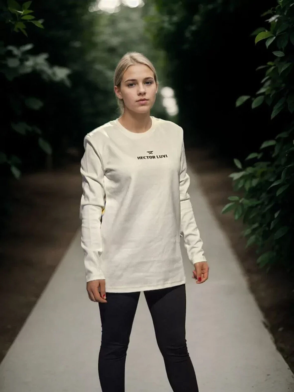 Livizmir Moda Unisex Bisiklet Yaka Uzun Kollu T-Shirt - Beyaz