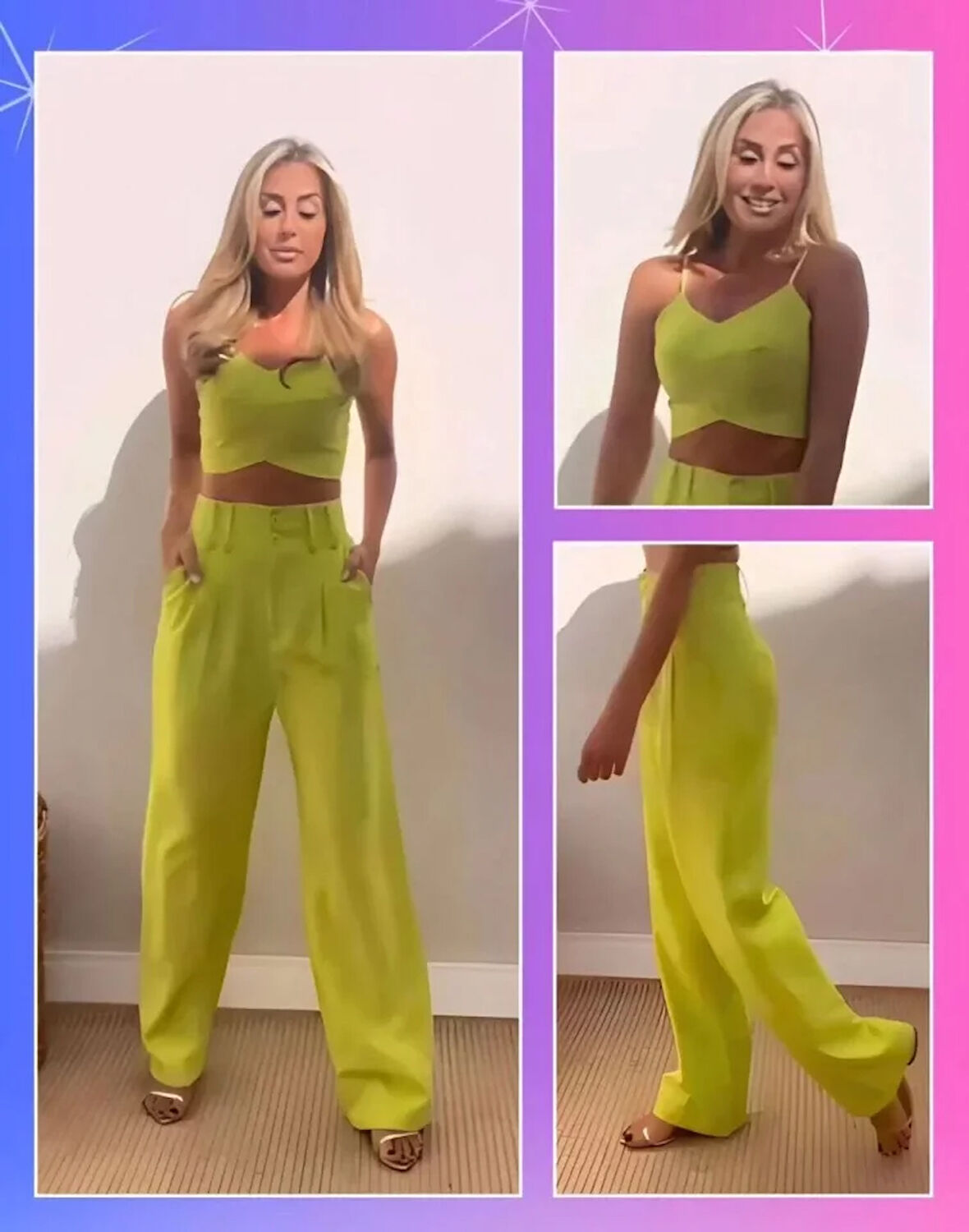 Livizmir Moda Askı Detaylı Crop Ve Pantolon Takım - Açık Yeşil