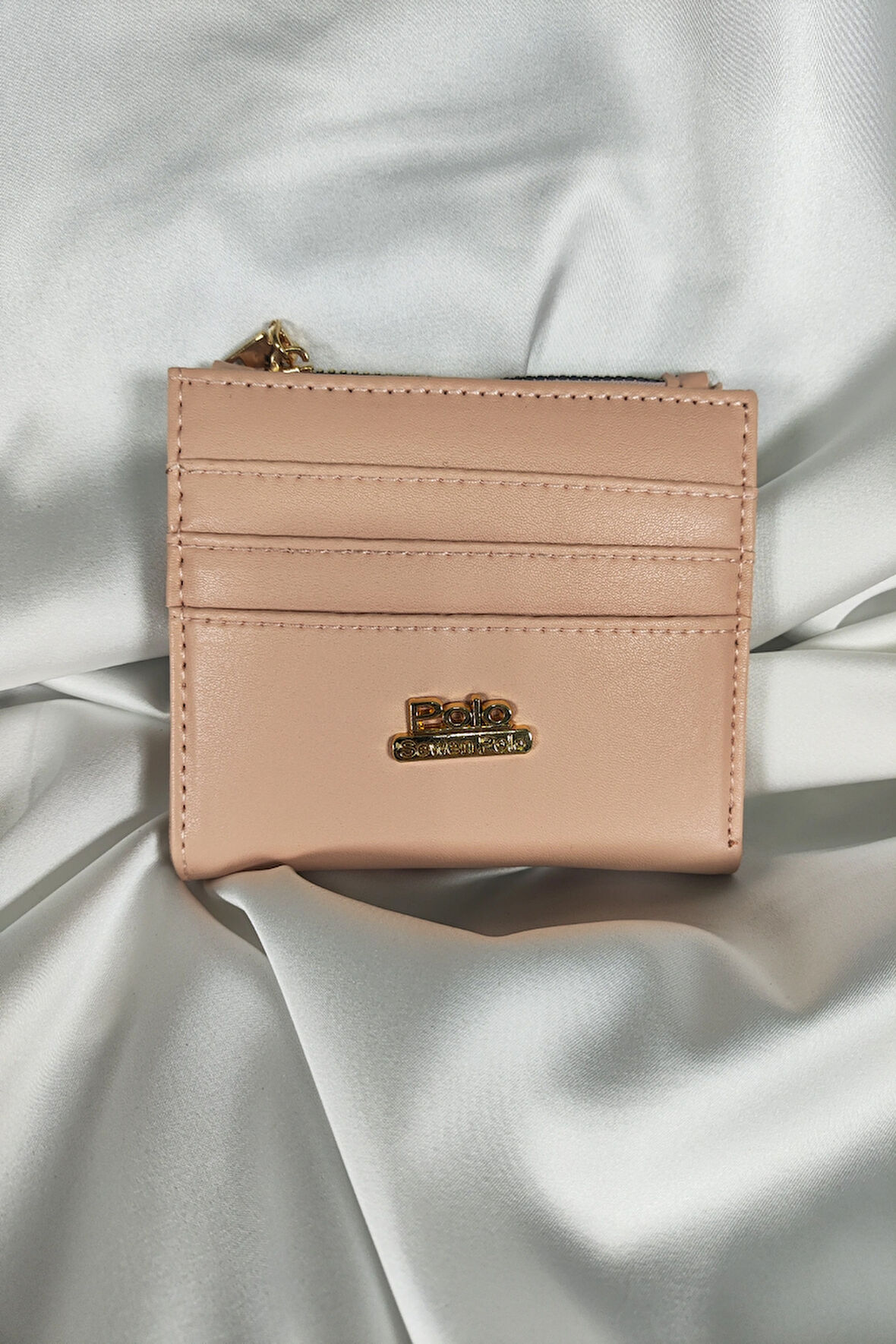 Armalı Pudra - Pembe Kadın Cüzdanı Çıtçıtlı Kapaklı, İçten Fermuarlı, Kartlık Bölmeli