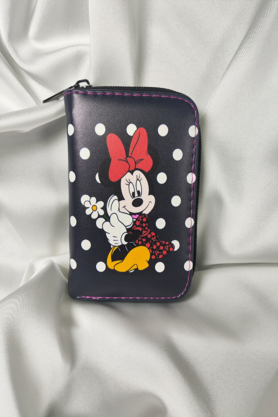 MINNIE MOUSE Çocuk ve Genç Cüzdanı, Fermuarlı, Kartlık Bölmeli Bozuk Para Gözlü