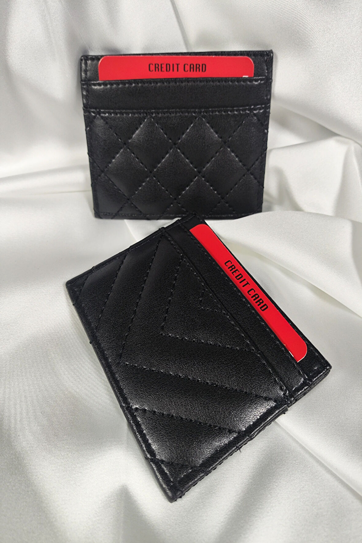 Unisex Kartlık Siyah, 1. Sınıf Vinlex Deri, 7 Tane Kart Koyma Cepli