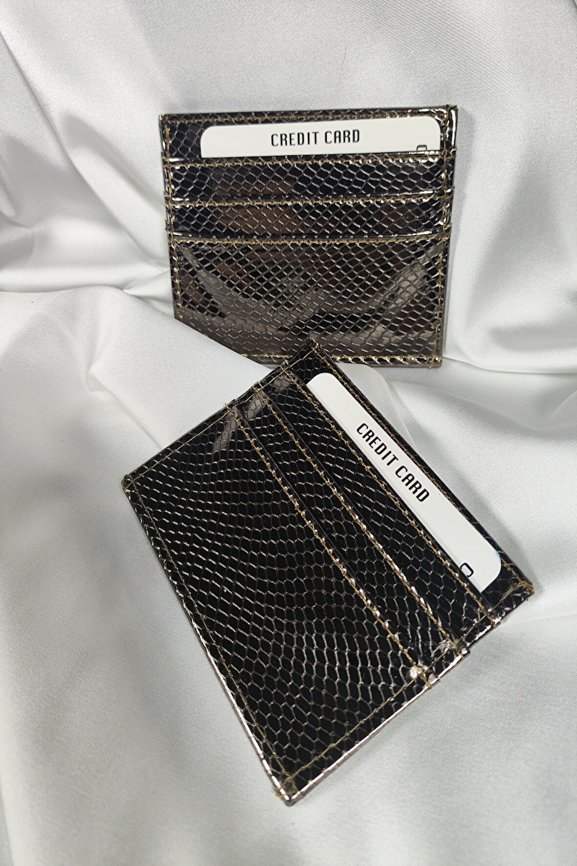 Kadın Kartlık Parlak Antrasit, 1. Sınıf Vinlex Deri, 7 Tane Kart Koyma Cepli