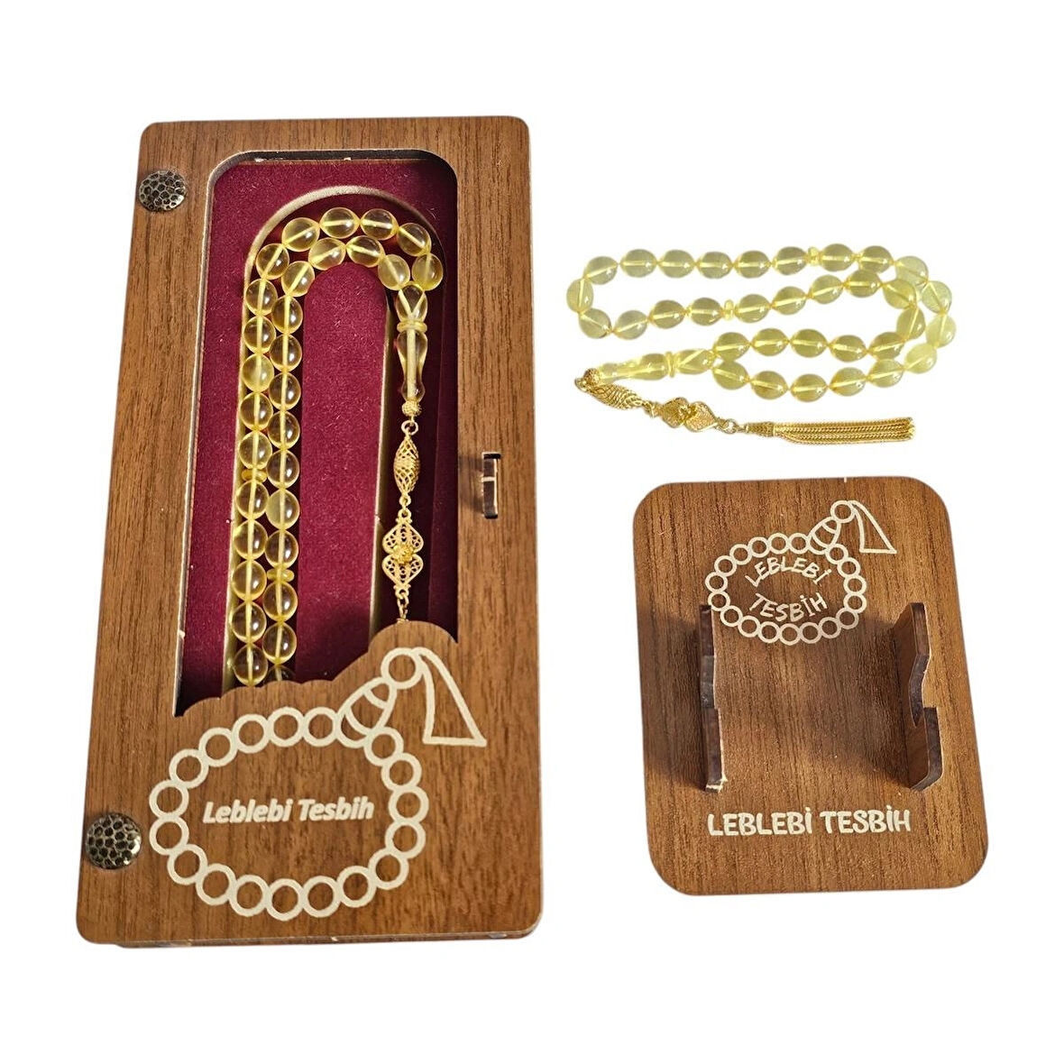 Gümüş Püsküllü Orjinal Damla Kehribar Tesbih Lt1277