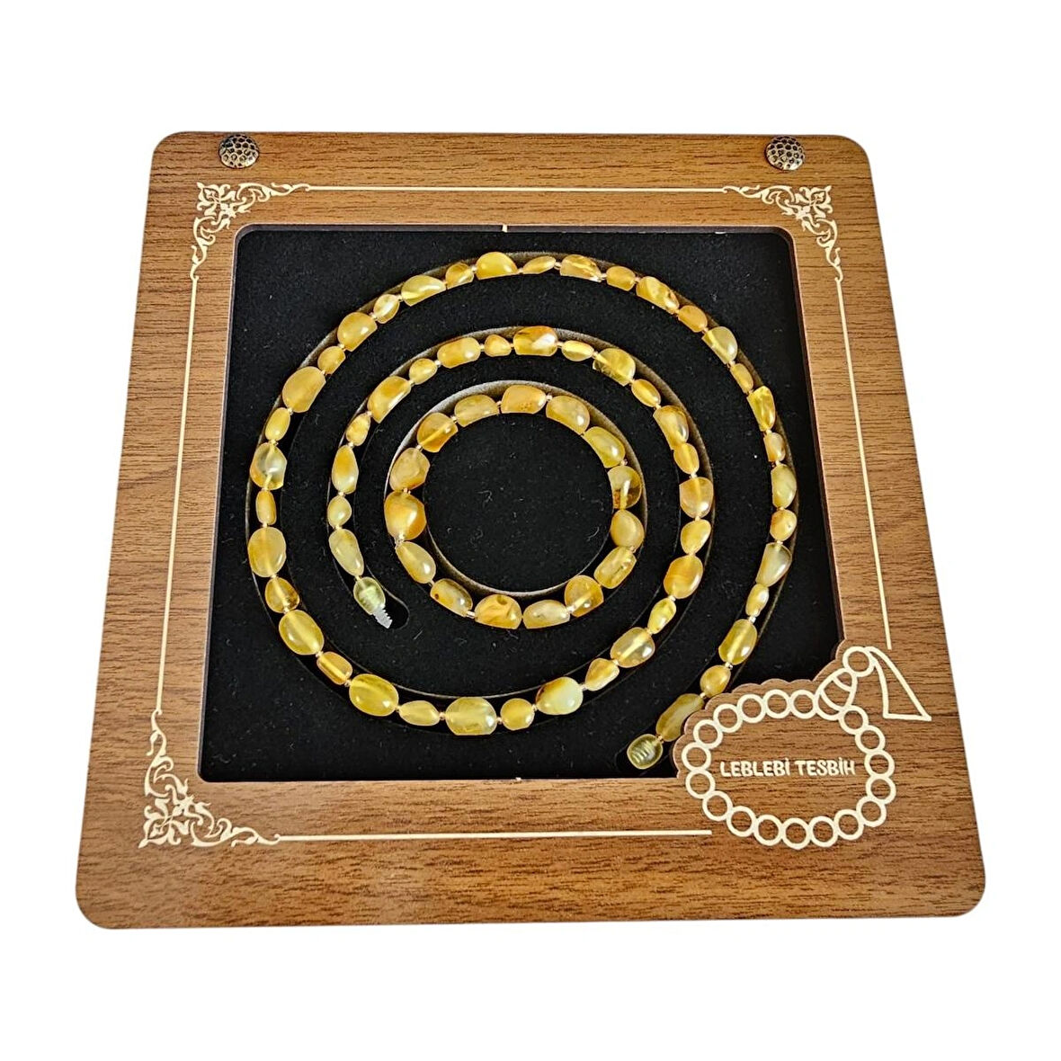 Damla Kehribar Kolye - Bileklik Set Lt1341