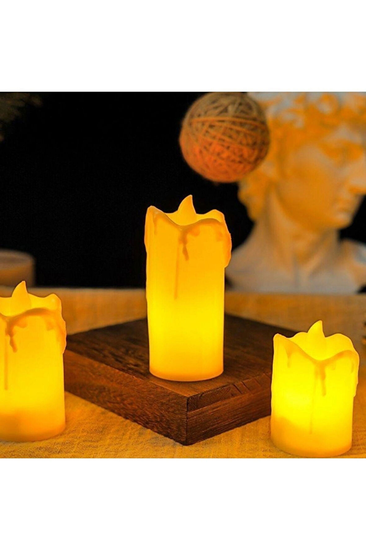 Romantik Atmosfer İçin Dekoratif Led Mum – Alev Efektli, 3’lü Paket