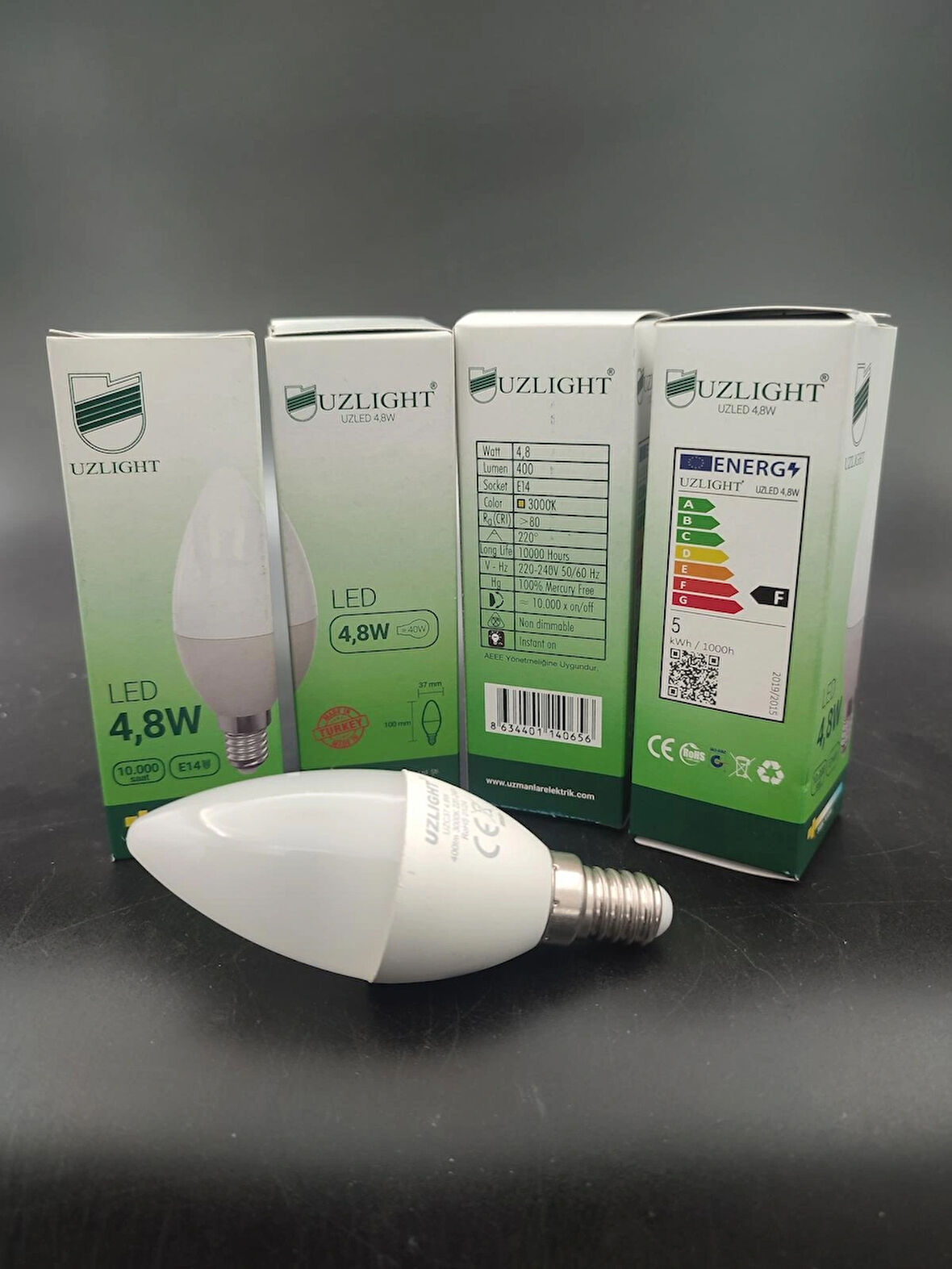 LED AMPUL (E.14) MUM AMPUL.GÜN IŞIĞI (4,8 Watt=40 Watt)(4.Adetli paket)