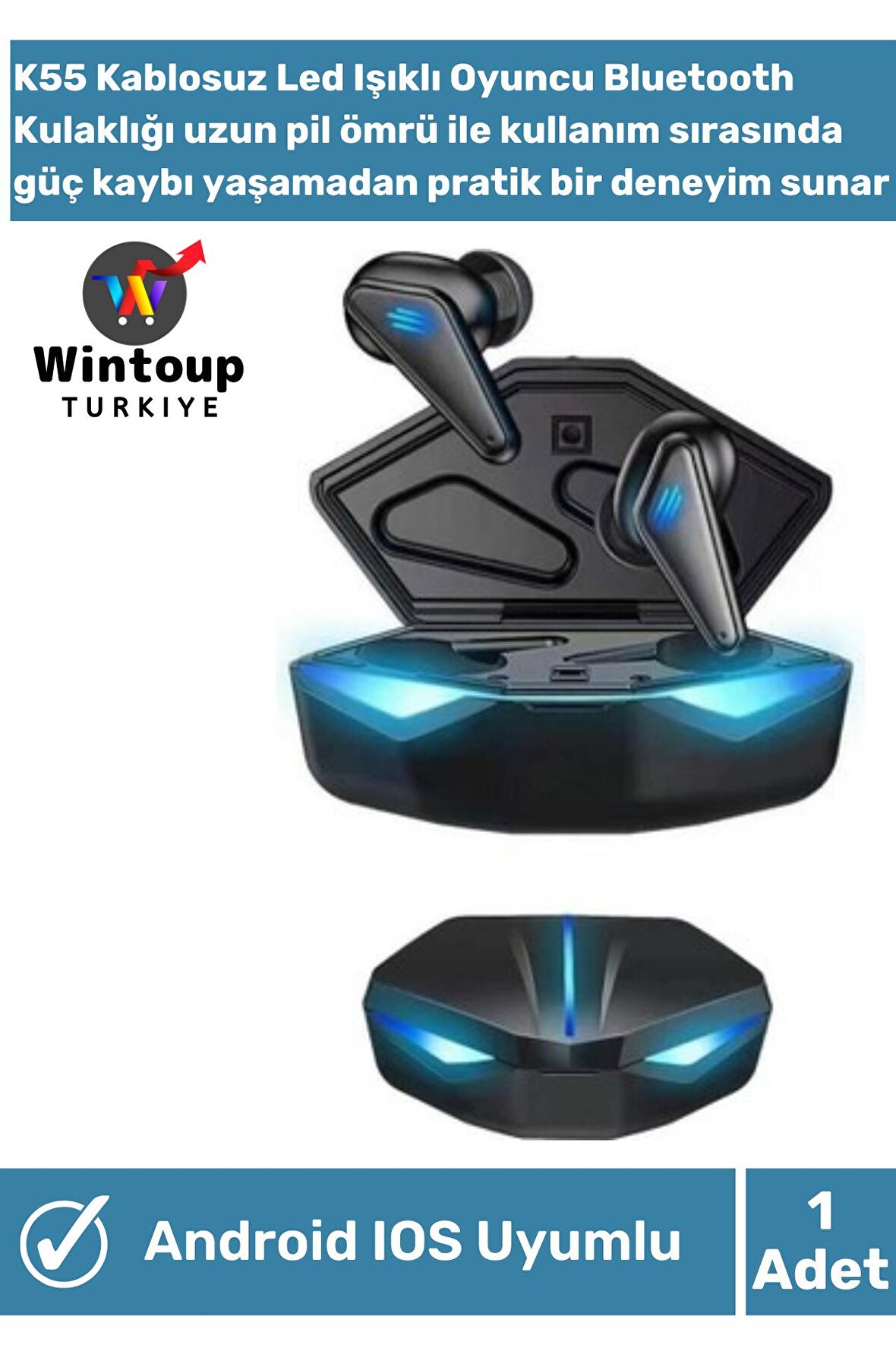 Tüm Telefon Modelleri Işıklı Kulakiçi Kablosuz Bluetooth Oyuncu Kulaklığı Çift Mikrofonlu Kulaklık
