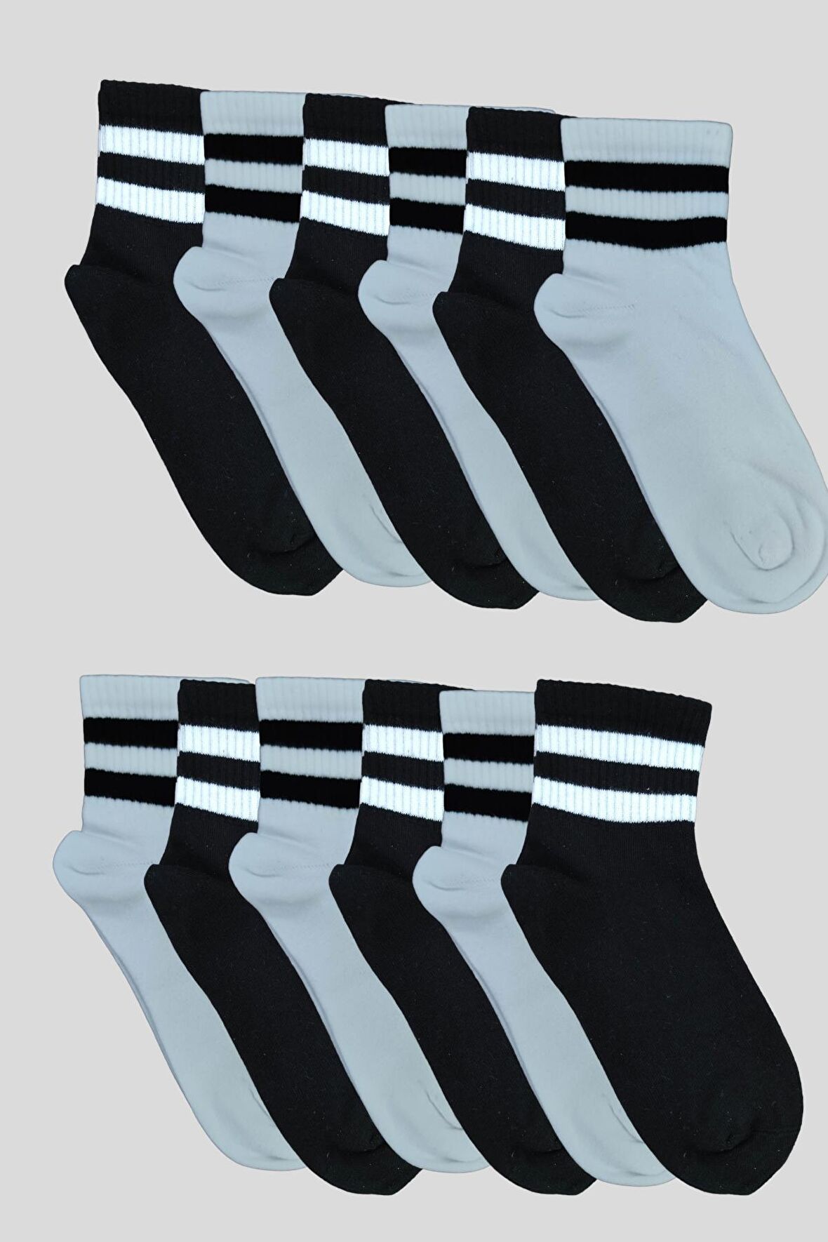 Erkek 12 Çift Yarım Konç Dikişsiz Spor Çorap Kolej Premium Seri