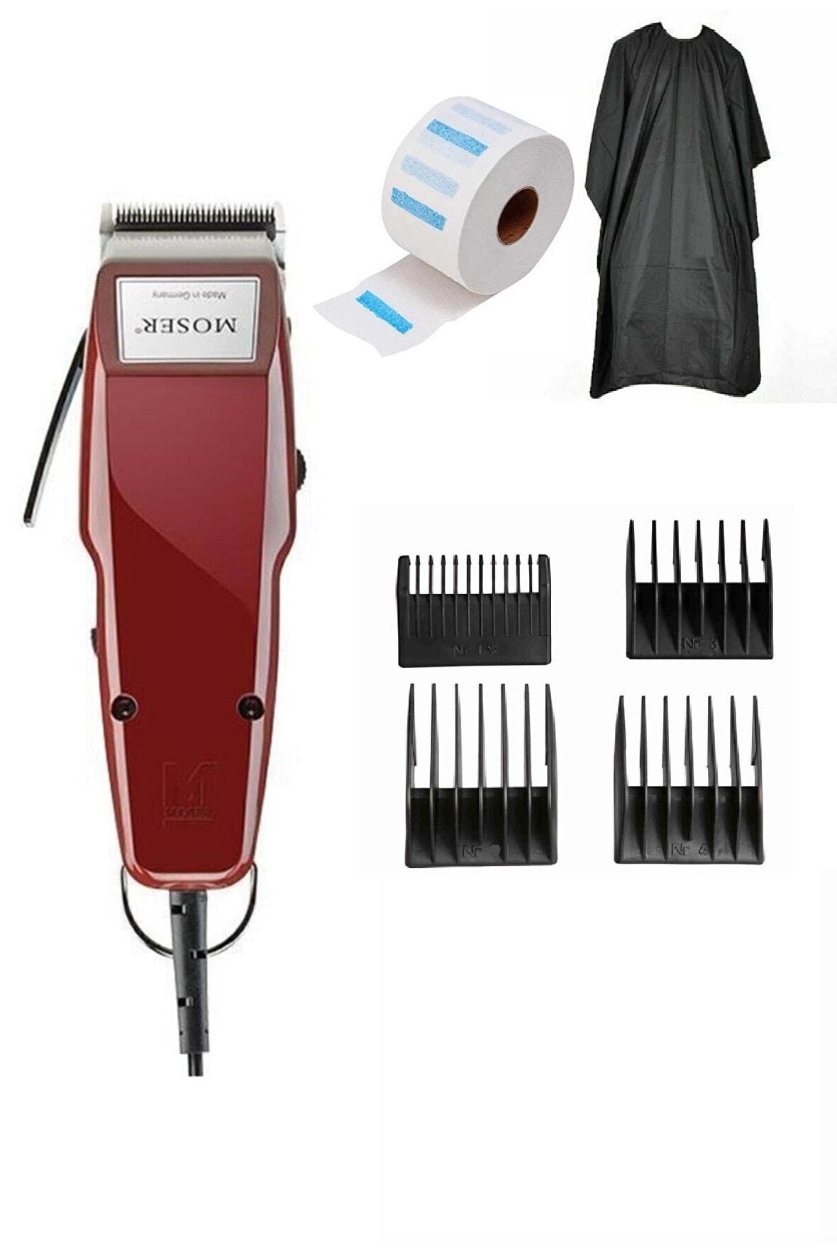 Traş Makinesi 4 Tarak Önlük Boyun Bandı Set