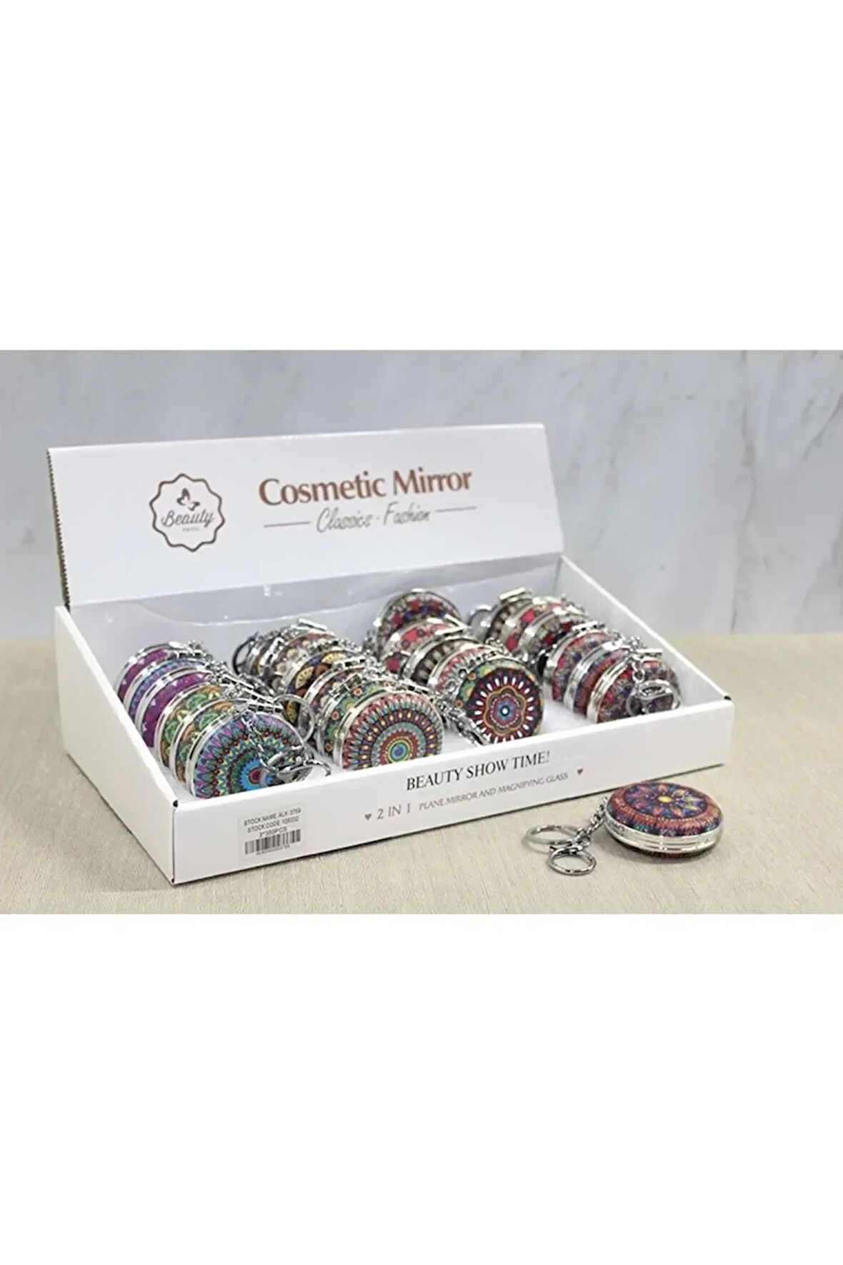 Taşlı El Aynası Anahtarlık