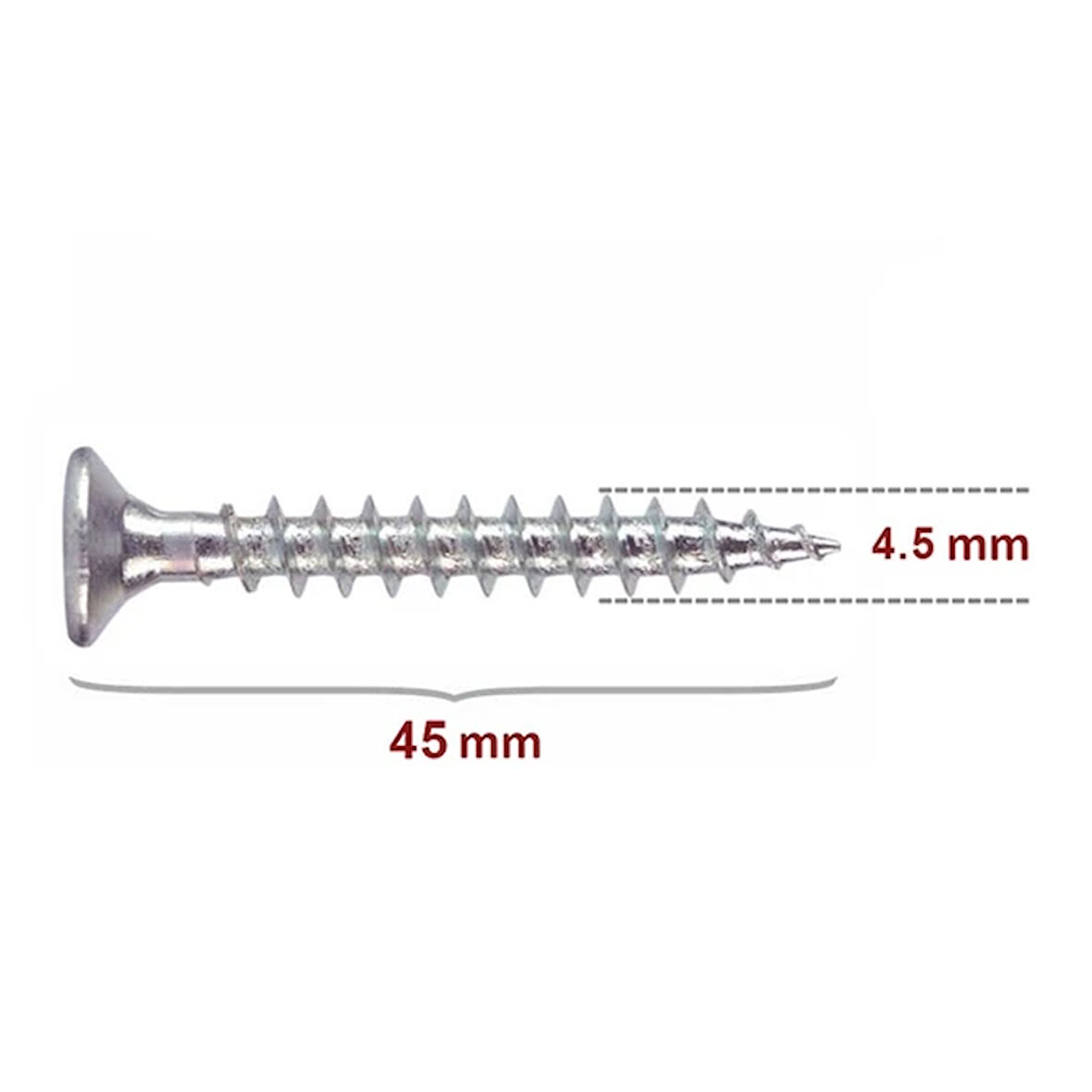 Sunta Vidası 4,5x45 Çinko 50 Adet