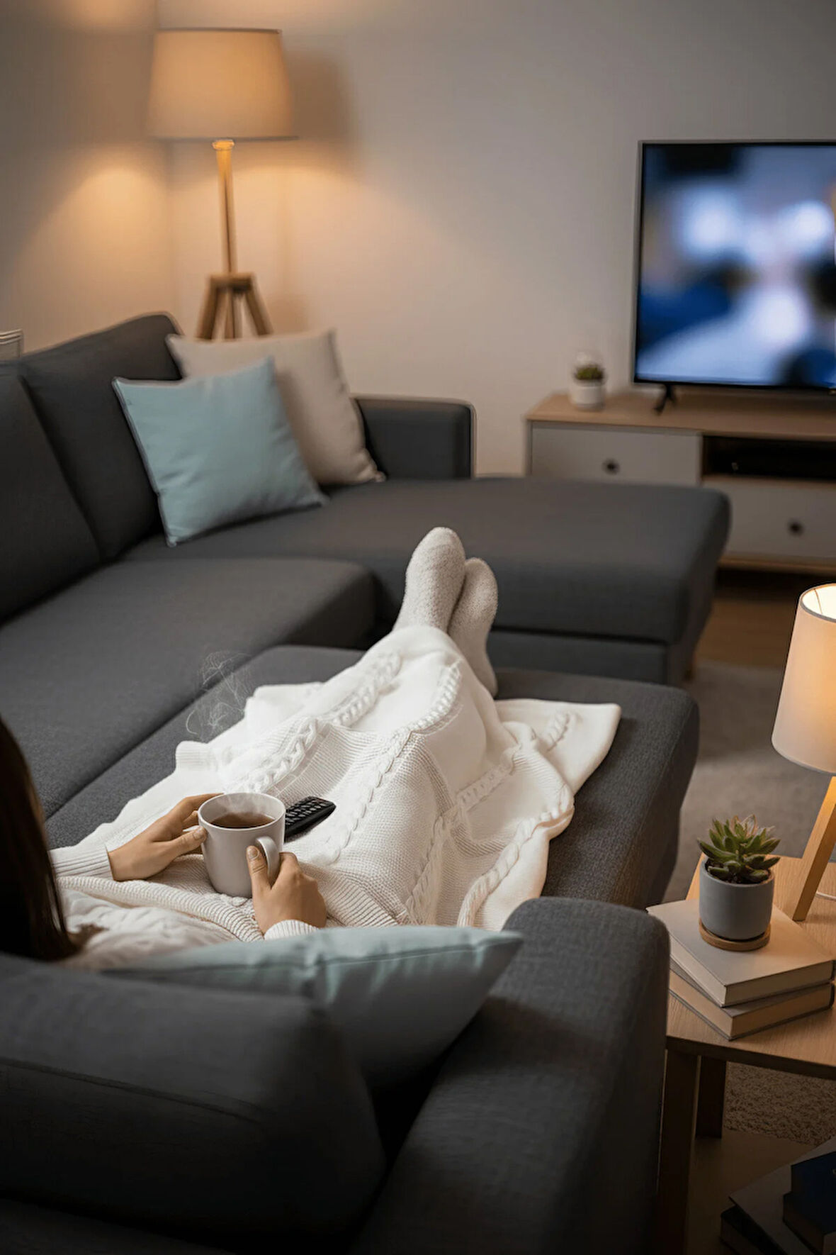 Yumuşak Örgü Battaniye Örgü 130x170 cm Krem | Tek Kişilik TV Battaniyesi – Dekoratif ve Hafif