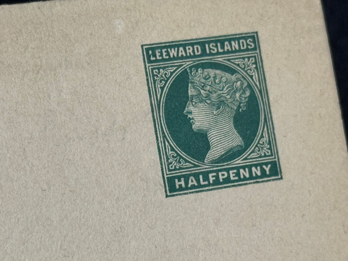 İngiliz Sömürge Leeward İslands Antiye Halfpenny 19.-20.Yüzyıl Gazete Sarma Kağıdı Newspaper Wrapper