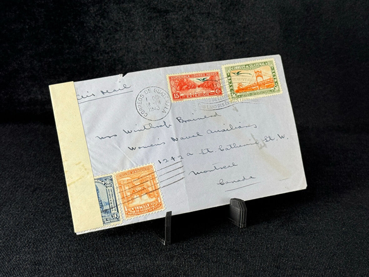 Guatemala 1943 postadan geçmiş 1,3 Centavos ve 5,15 Centavos Correo Aereo Pullu Zarf