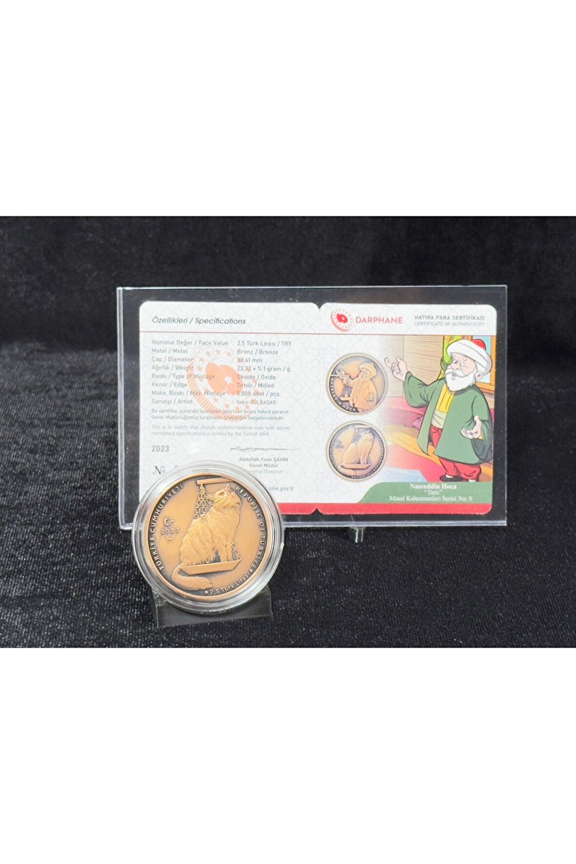 2023 Nasreddin Hoca No. 8 TARTI Sertifikalı Bronz Hatıra Parası