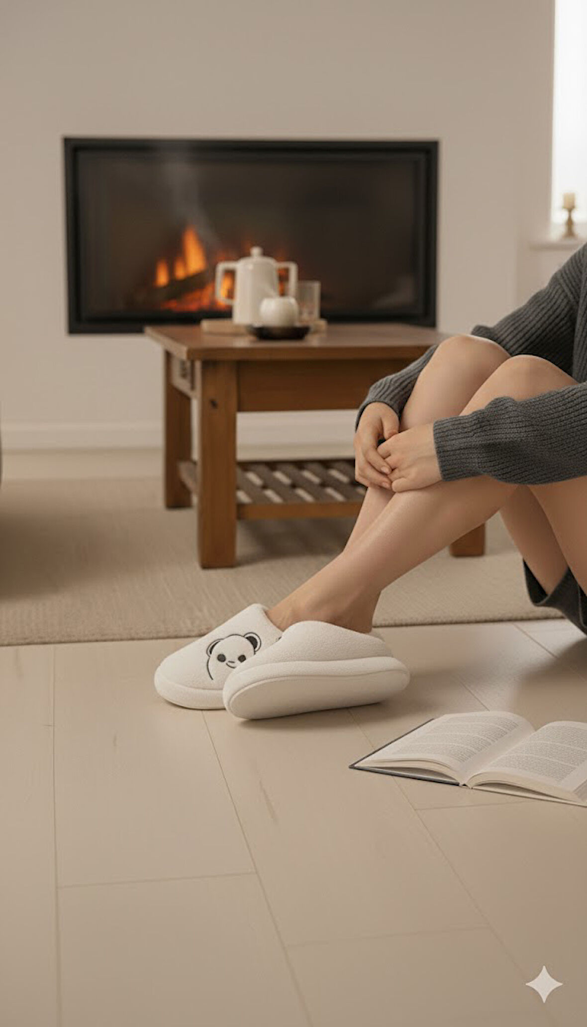 Kadın Peluş Tüylü Köpek Figürlü Rahat Ev Botu Pandufu Terlik