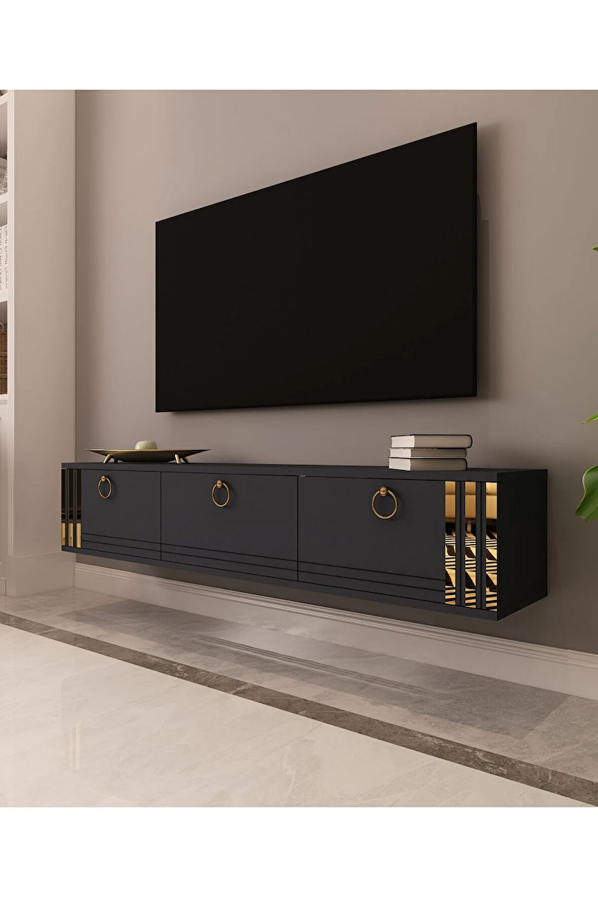 Sahran Tv Ünitesi Duvara Monte Altın | Antrasit - Antrasit