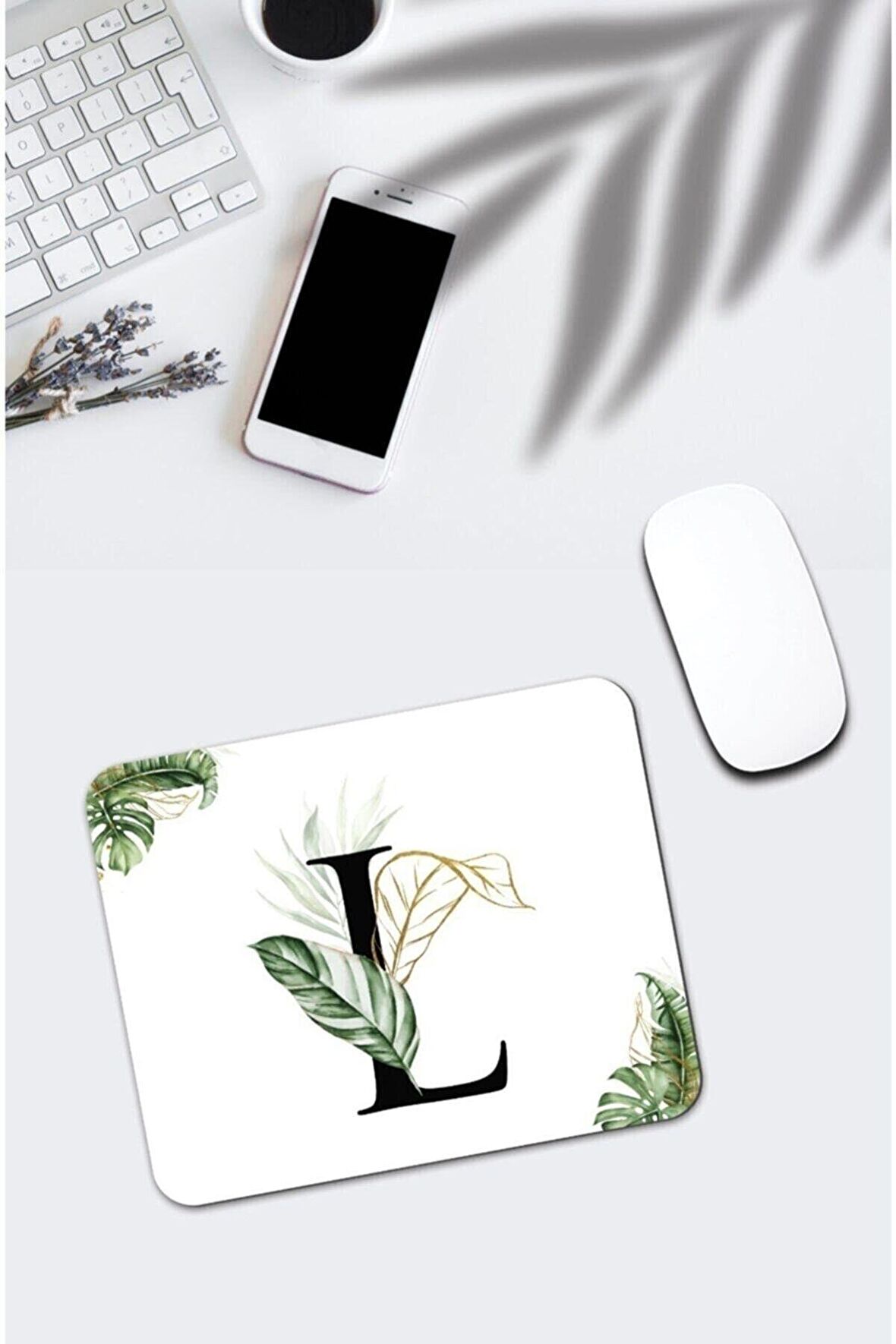Tropik Desenli L Harfli Dikdörtgen Mouse Pad
