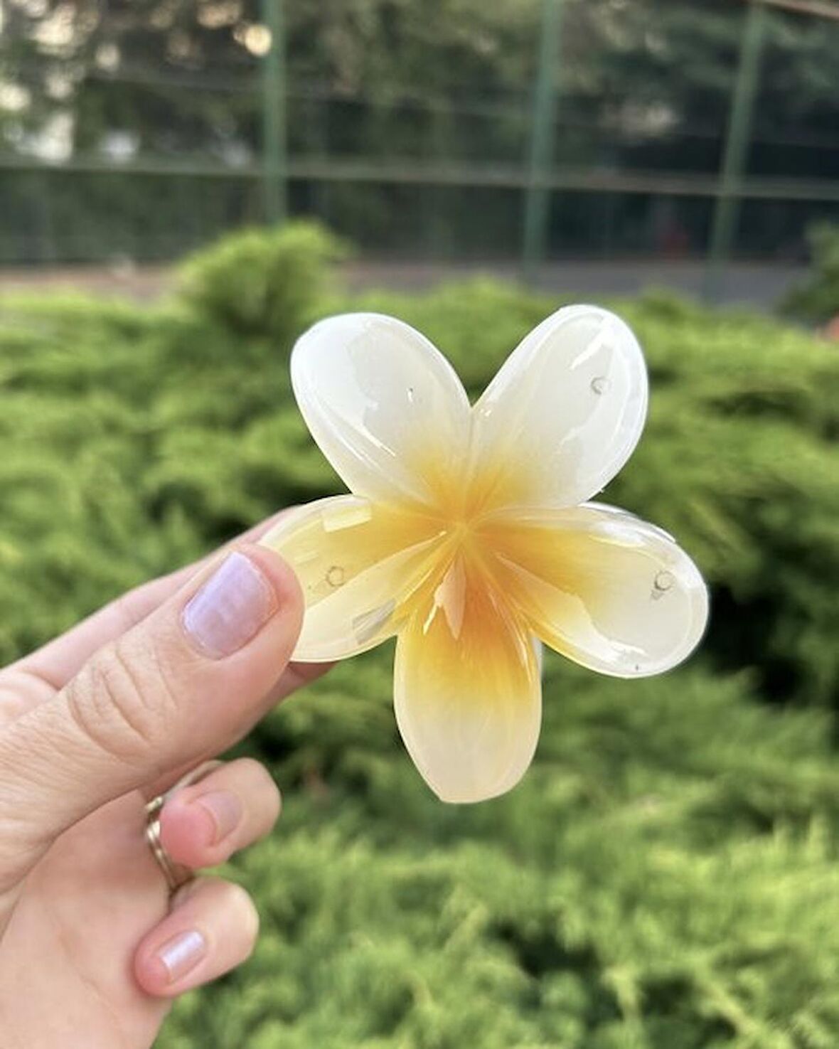 Hibisküs Mandal Büyük Boy Sarı Çiçek Toka - Yeni Trend Saç Aksesuarı