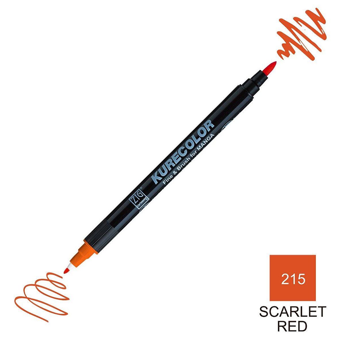 Zig Kurecolor Mangaka Fine&Brush Çift Taraflı Kalem CNKC-2200 No 215 Scarlet Red