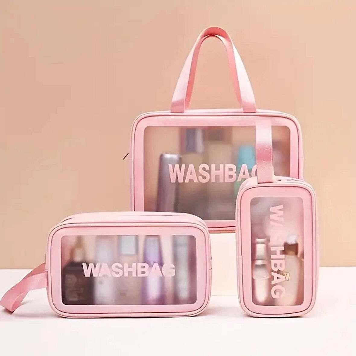 3 LÜ WASHBAG ÇANTA MAKYAJ ÇANTASI SU GEÇİRMEZ ÇANTA