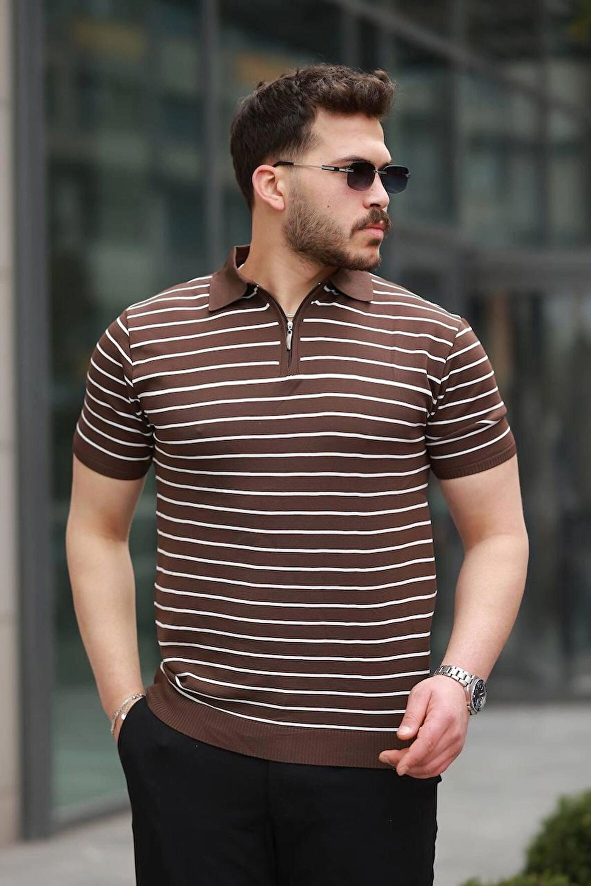 ERKEK POLİAMİD İPLİK TRİKO ÖRME FERMUARLI POLO YAKA TİŞÖRT