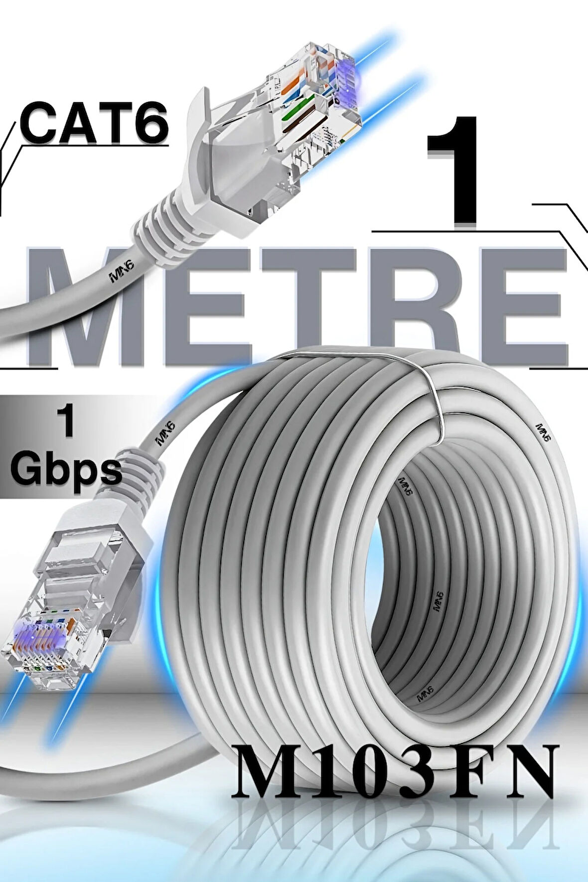 MN6 M103FN 1 Metre Internet Kablosu/UTP-CAT6/Gigabit/Destekli/ethernet Kablosu 1 Metre/iç Mekan Uyumlu