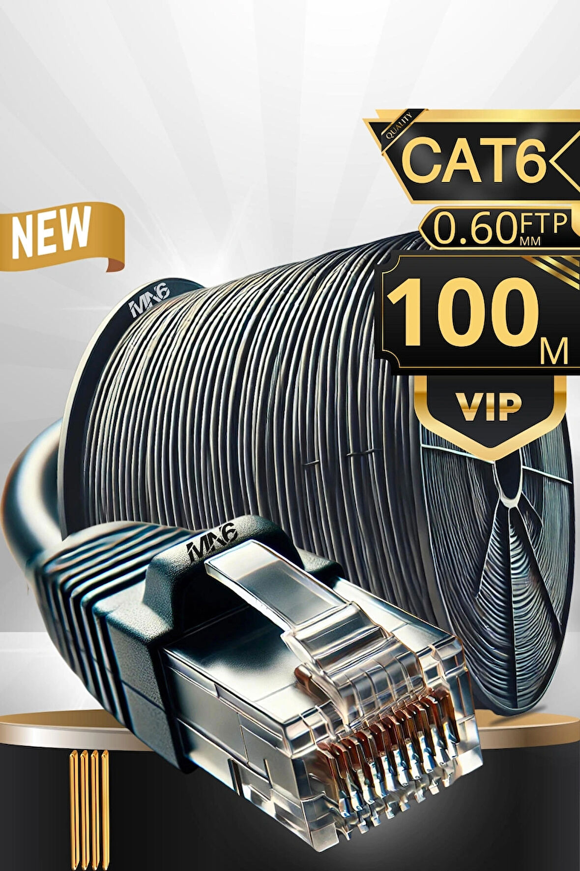 MN6 M108XF 100 Metre Internet Kablosu/FTP0.60mm-Cat6 Iki Kat Korumalı/iç Dış Mekan/100M Ethernet Kablosu