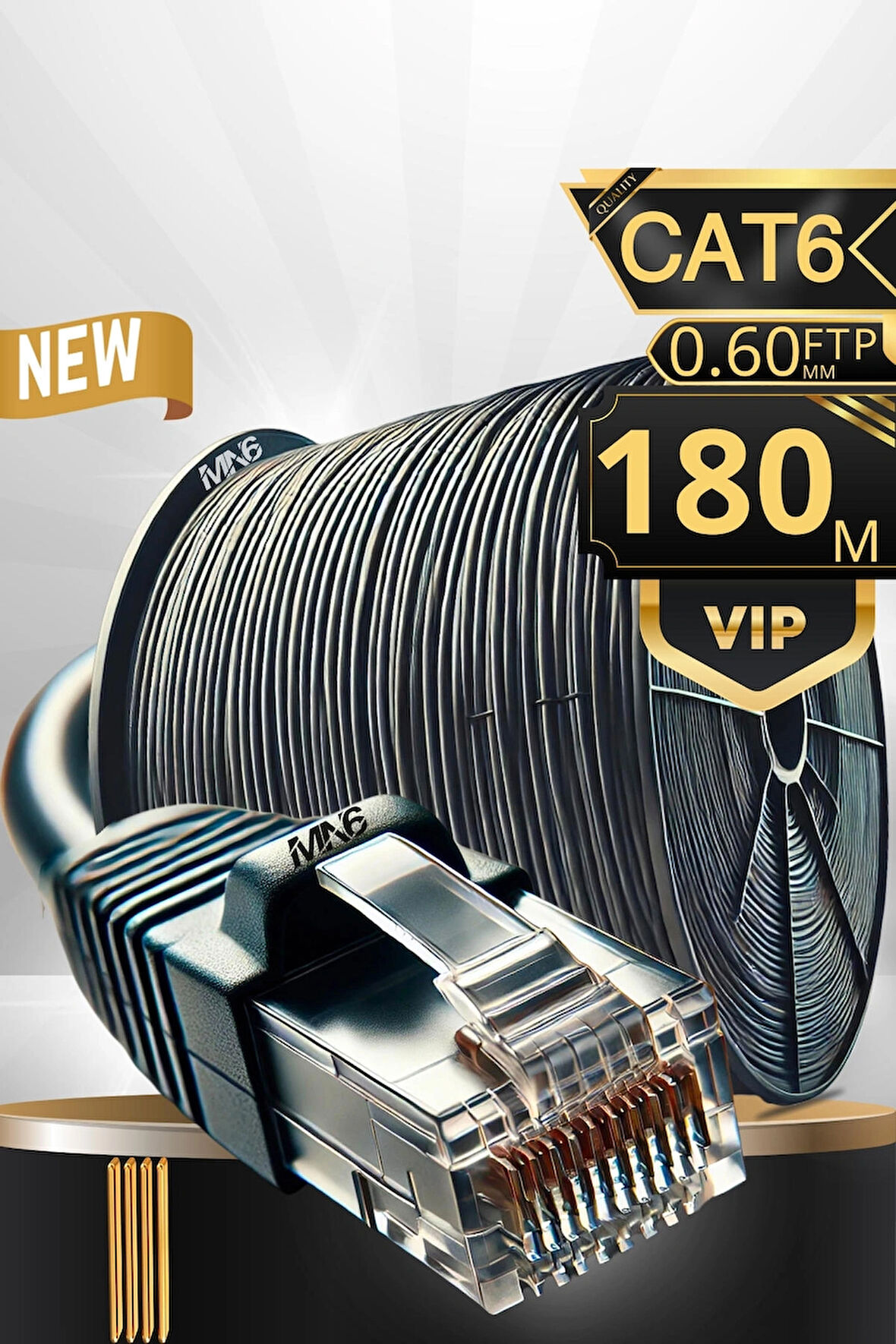 MN6 M108xf 180 Metre Internet Kablosu/ftp0.60mm-cat6 Iki Kat Korumalı/iç Dış Mekan-130m Ethernet Kablosu
