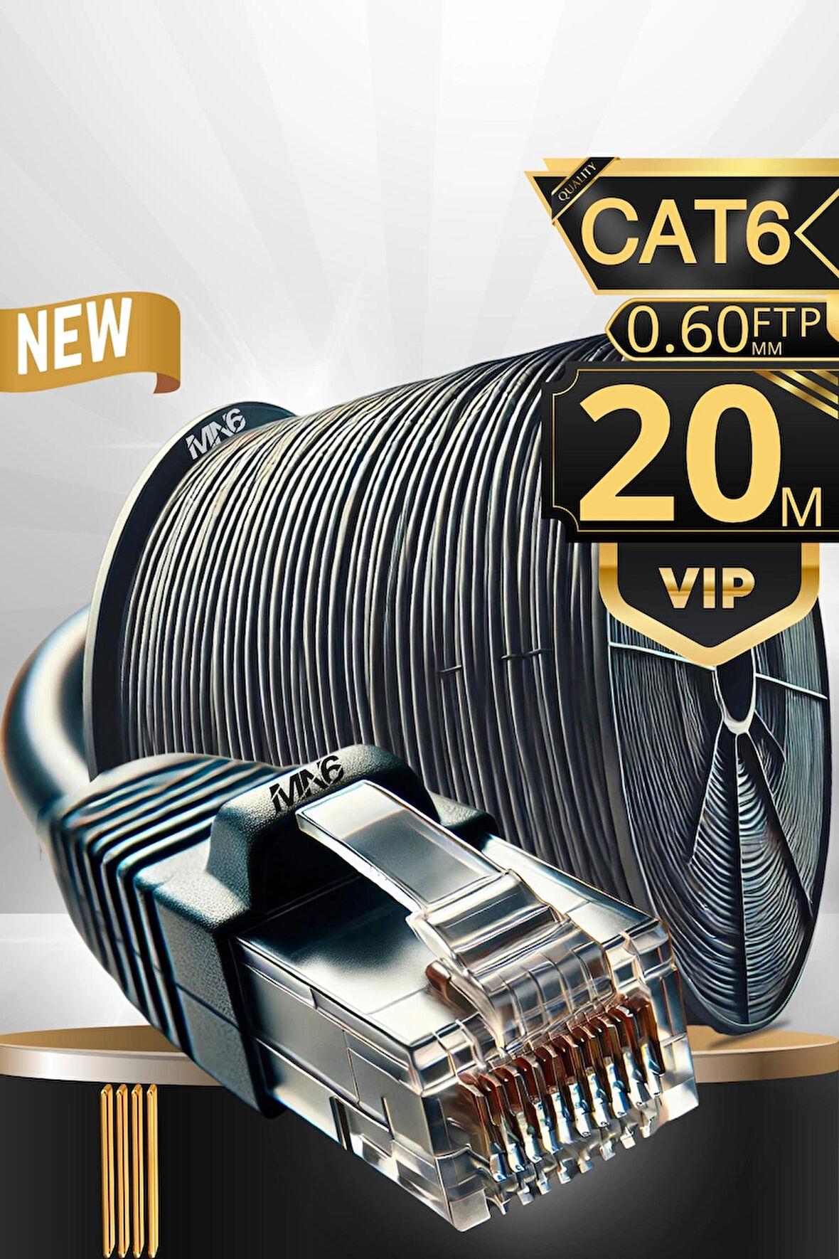 MN6 M108XF 20 Metre Internet Kablosu/FTP 0.60mm-Cat6 Iki Kat Korumalı/iç Dış Mekan/20M Ethernet Kablosu