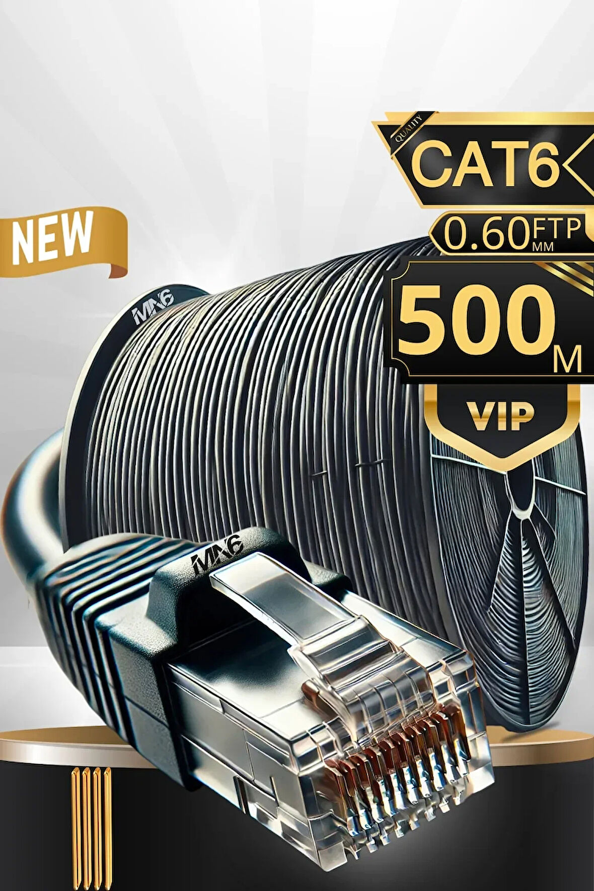 MN6 M108XF 500 Metre Internet Kablosu/FTP0.60mm Cat6 Iki Kat Korumalı/iç Dış Mekan/500M Ethernet Kablosu
