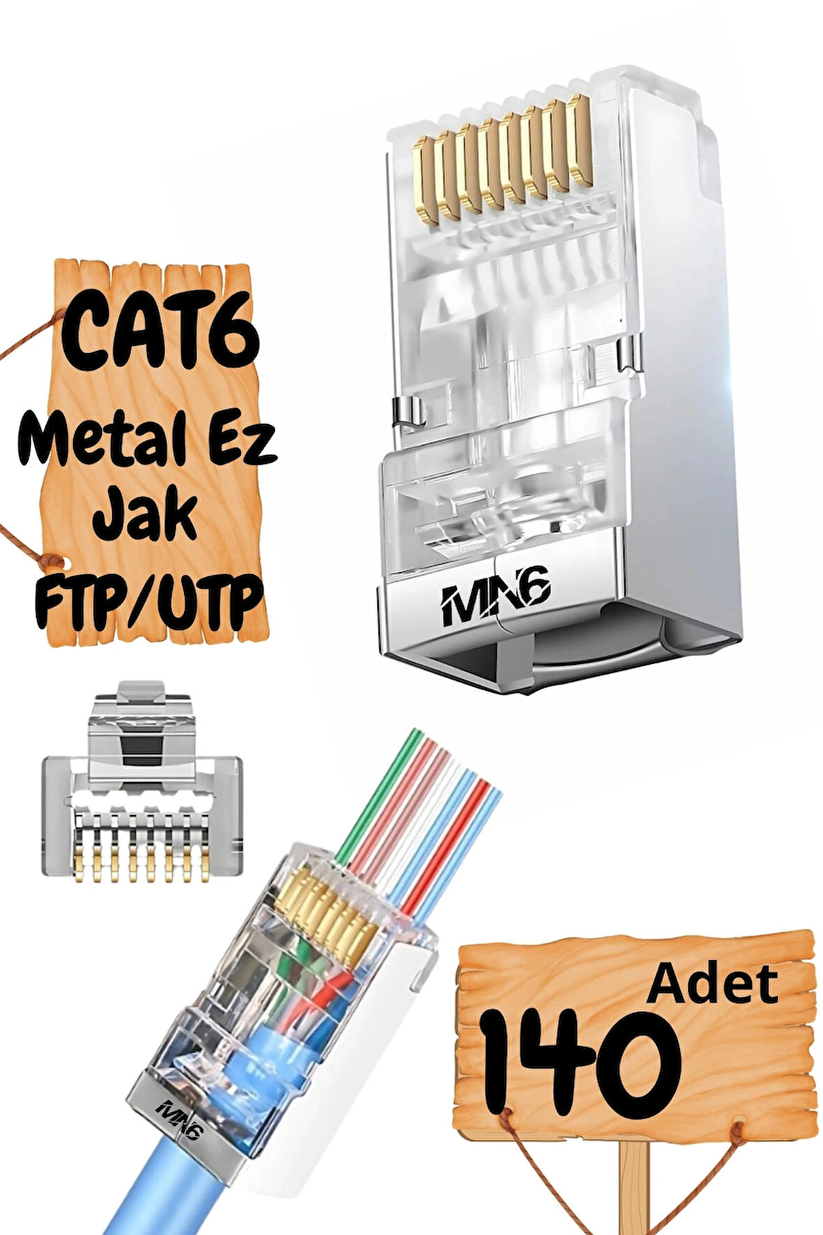 MN6 M117XF Cat6 jack/140 Adet-Metal EZ/Yeni Nesil rj45 cat6-8P/8C AÇIK UÇLU/Cat6 Konnektör