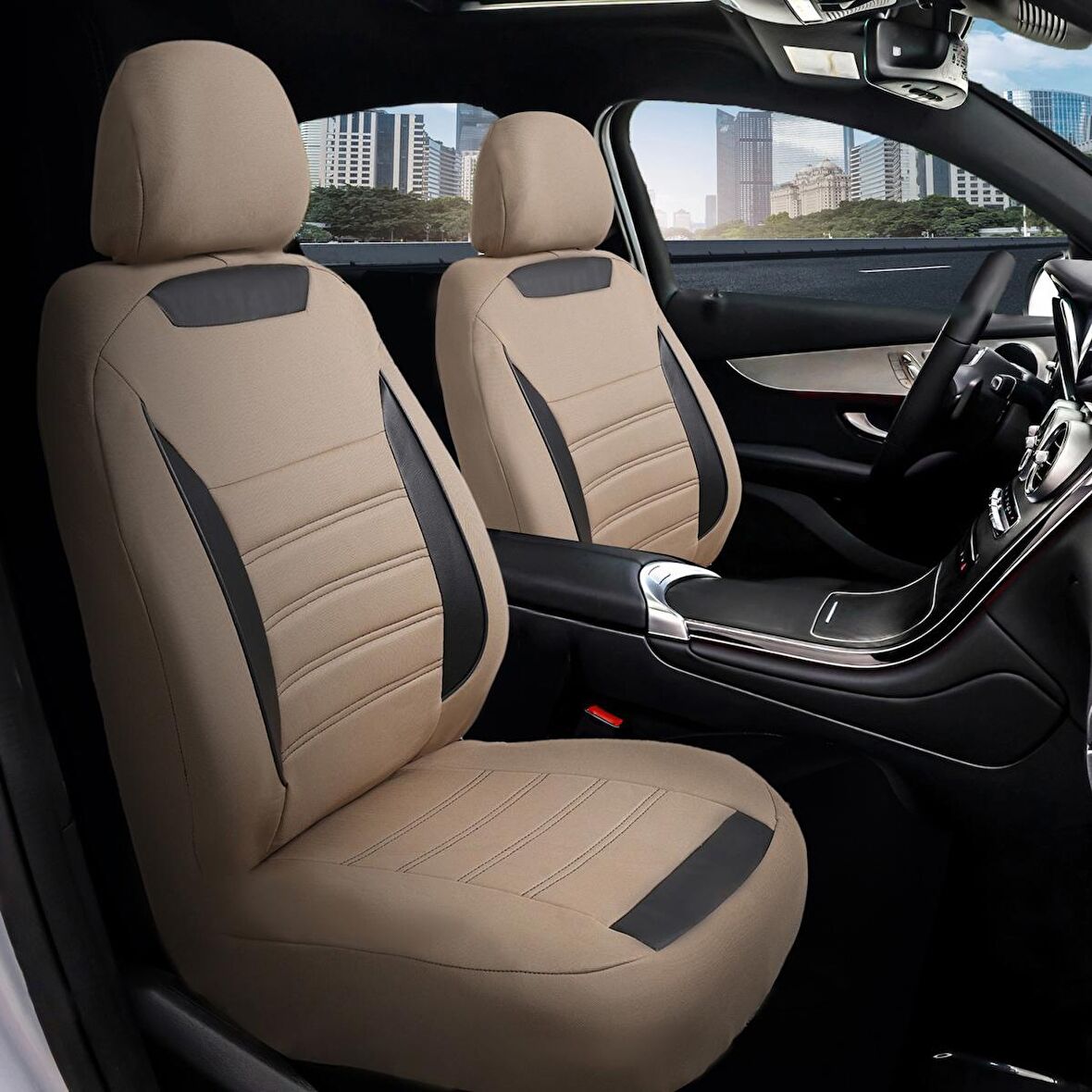 Peugeot 308 Deri Detaylı Özel Tasarım Oto Koltuk Kılıfı Seti SMART B 