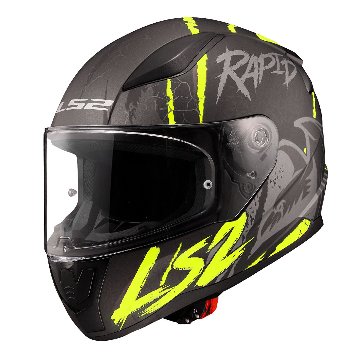 Ls2 Rapid 2 Raven Mat Siyah-Gri-Neon Sarı Kask