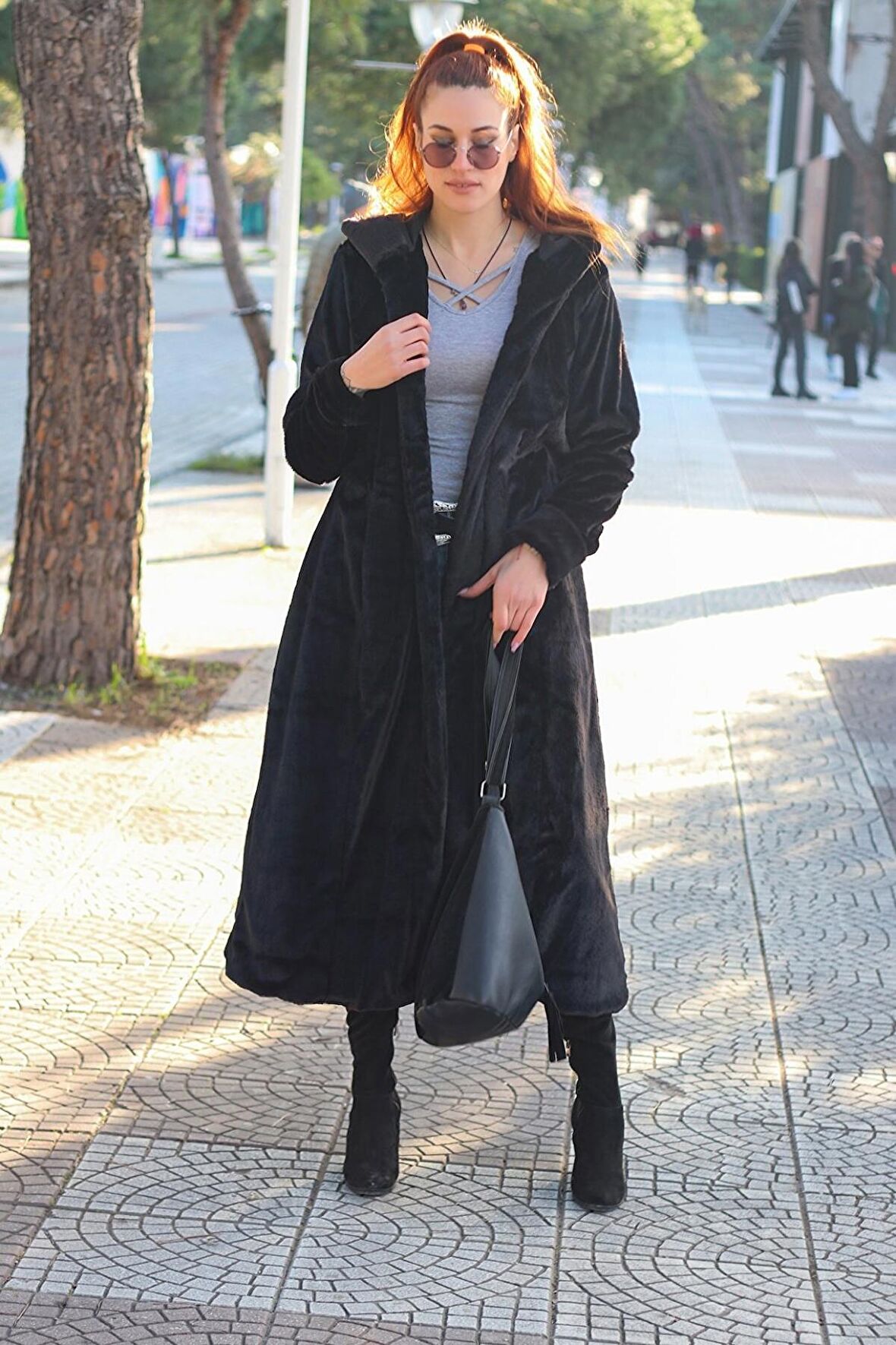 Barbora Kışlık Kürk Kadın Ceket Tam Boy tr296siyah