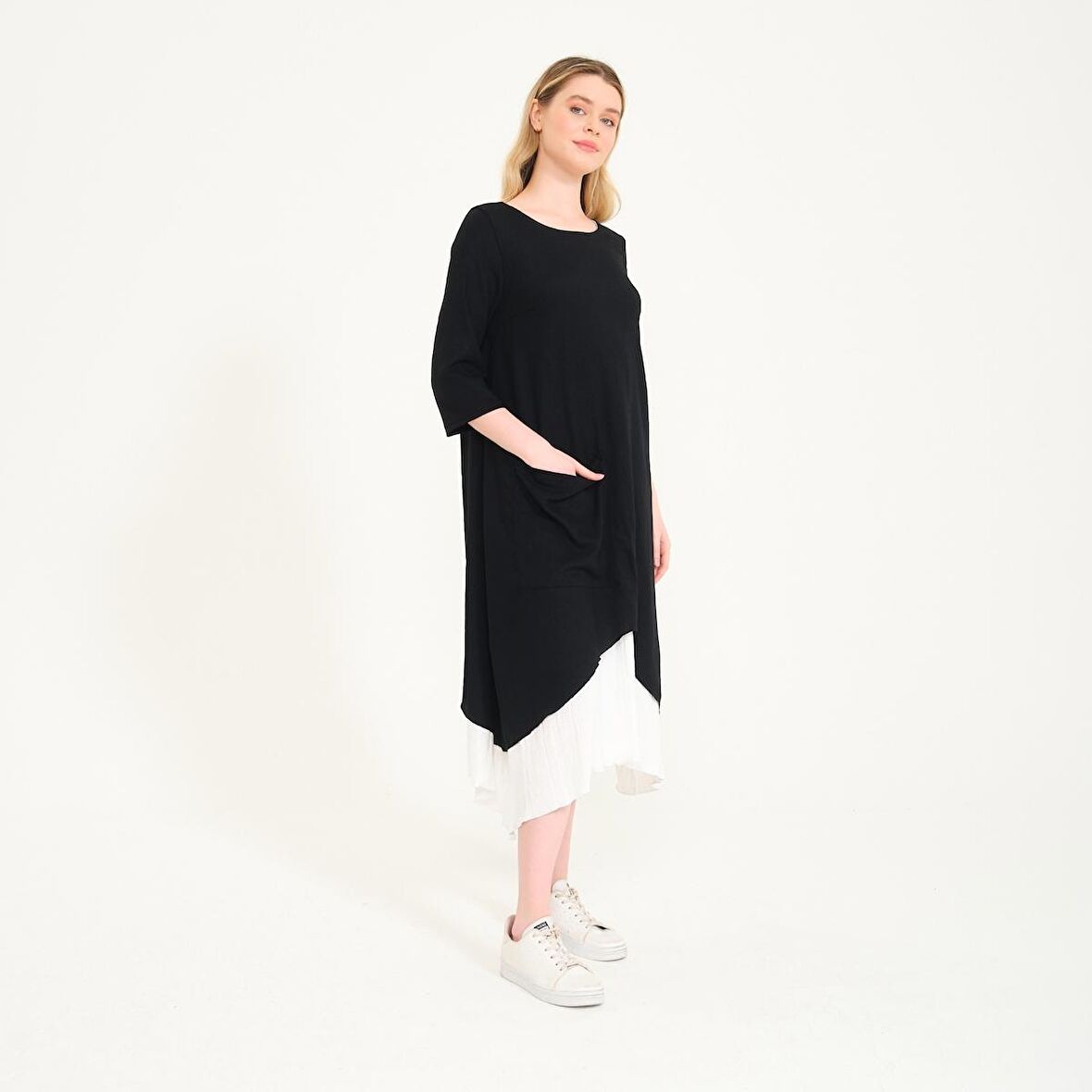 Barbora Yazlık Günlük Tasarım Kadın Elbise bt263siyaha1