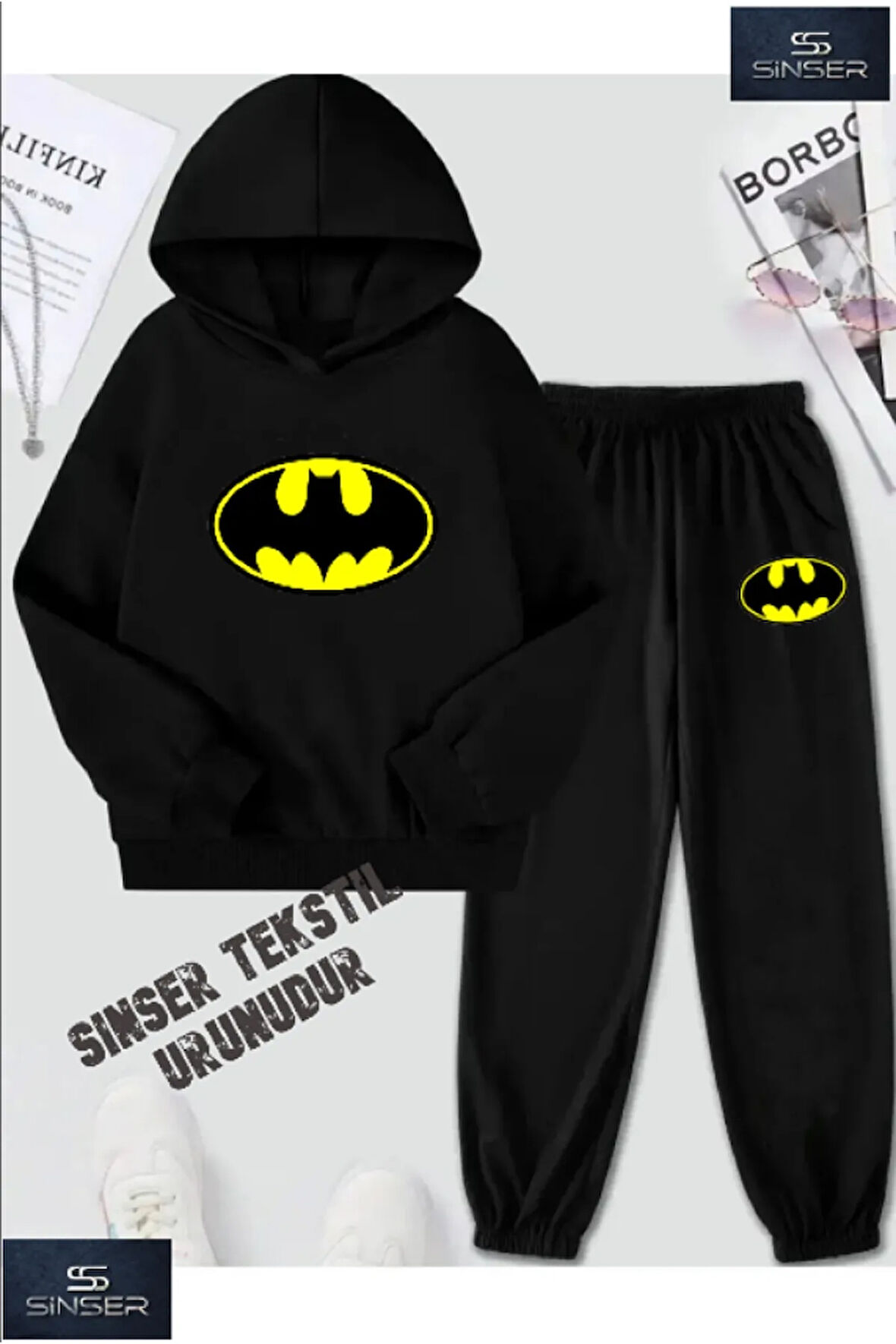 Kapşonlu Çocuk BATMAN Baskılı Eşofman Takımı
