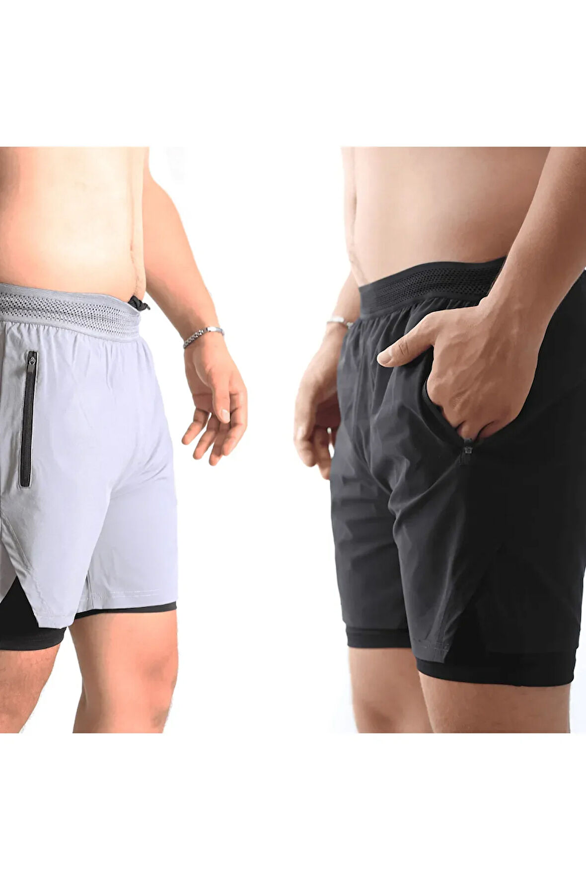 | 2 Li Paket Gym Ve Fitness Astarlı Taytlı Şort | Gizli Cep Detaylı