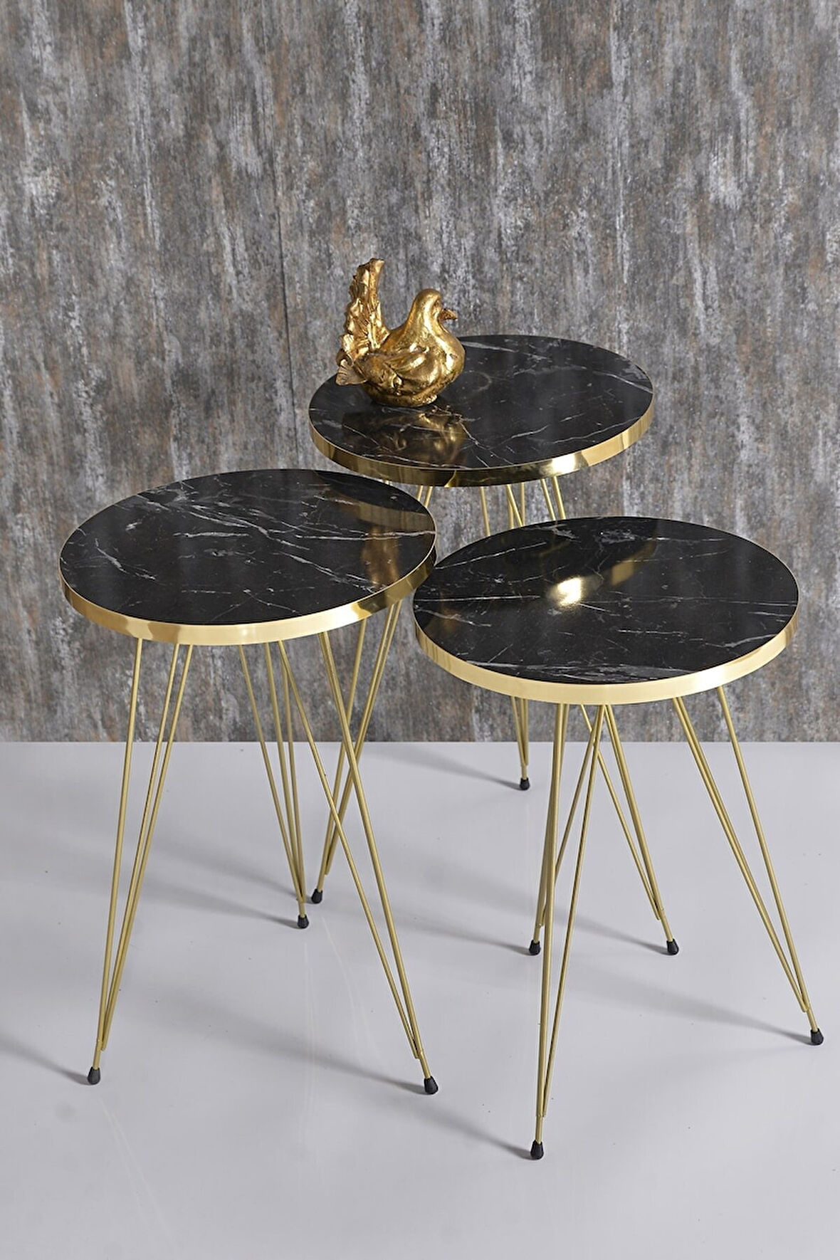 Zigon Sehpa Gold Bendir Tel Ayak