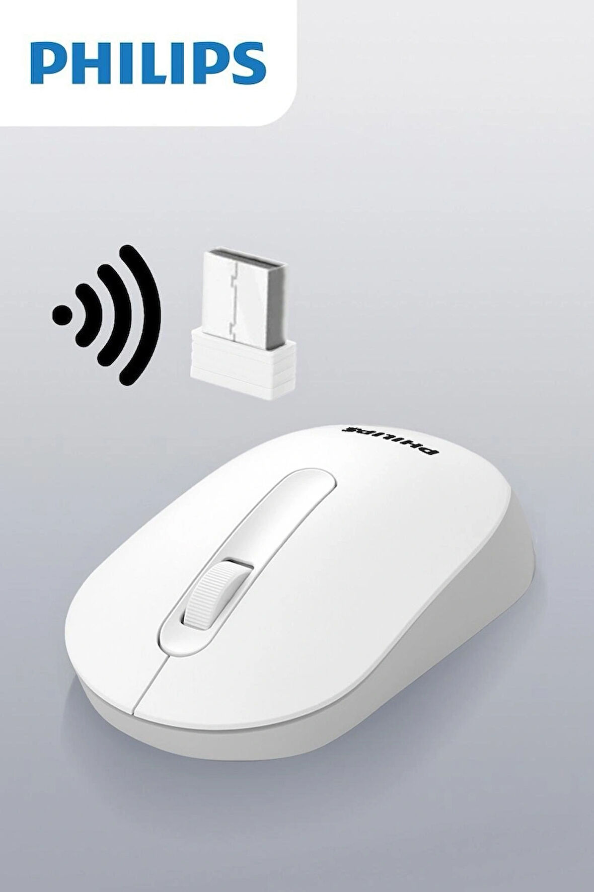 Philips M402 SPK7402 (SESLİ TUŞLU) Wireless Kablosuz Mouse Usb Alıcılı 1600 Dpi Beyaz