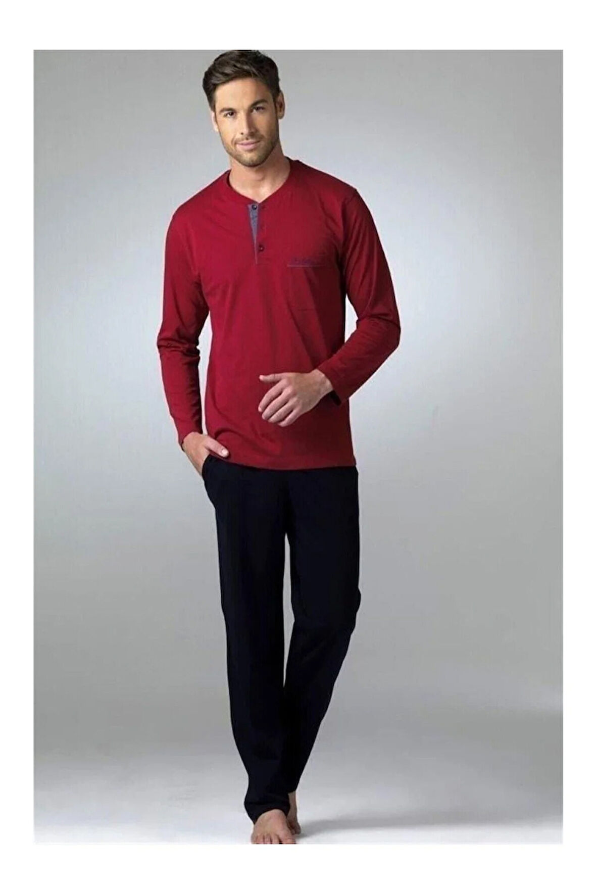 Çeyizlik Kutulu Erkek Uzun Kollu Pijama Takımı 5454