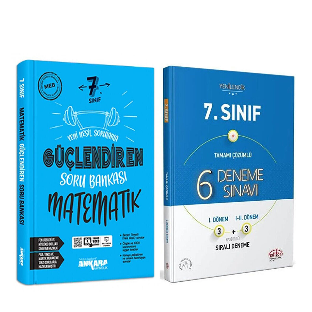 Ankara Yayıncılık 7.Sınıf Matematik Soru Bankası ve Editör Yayınları 6 lı Deneme Seti 2 Kitap