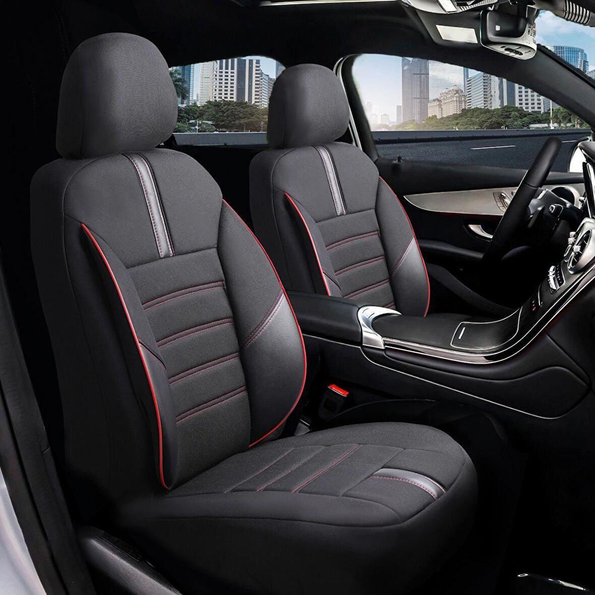 Honda Civic FB7 Deri Detaylı Özel Tasarım Oto Koltuk Kılıfı Seti STAR   