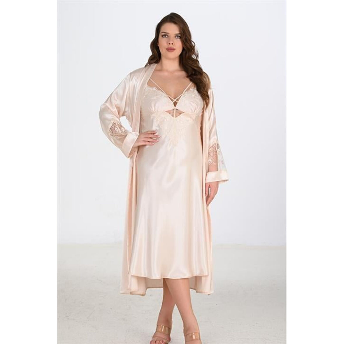 MARSiLYAN- 2li Fildişi Sabahlık Takımı Bigsize 6222