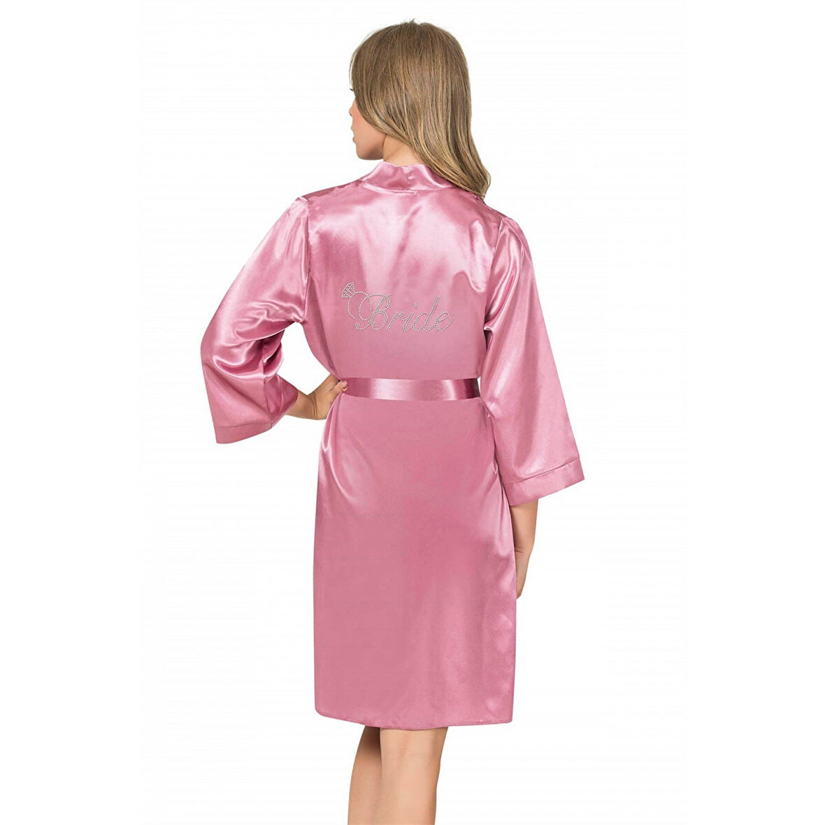 MARSiLYAN- Gül Kurusu Kısa Saten Bride Sabahlık