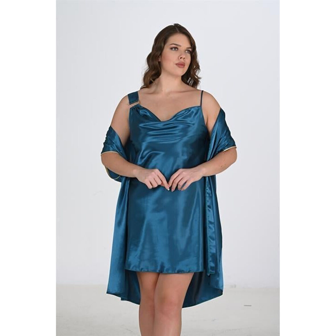 MARSiLYAN- Büyük Beden 2li Petrol Sabahlık Takımı Bigsize 6206