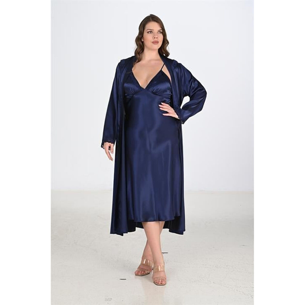 MARSiLYAN- 2li Lacivert Sabahlık Takımı Bigsize 6225