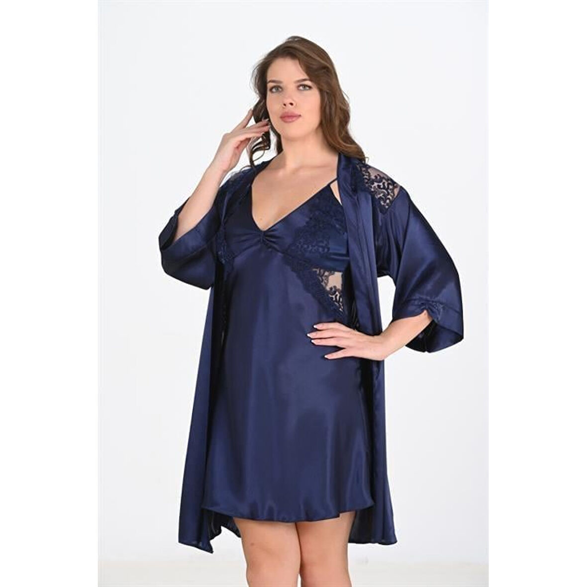 MARSiLYAN- 2'li Lacivert Sabahlık Takımı Bigsize 6208