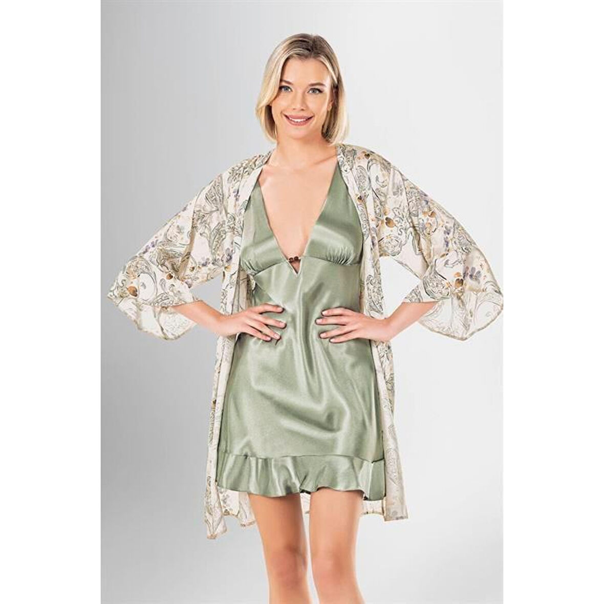 MARSiLYAN-  2 Li Kısa Sabahlık Takımı Desenli